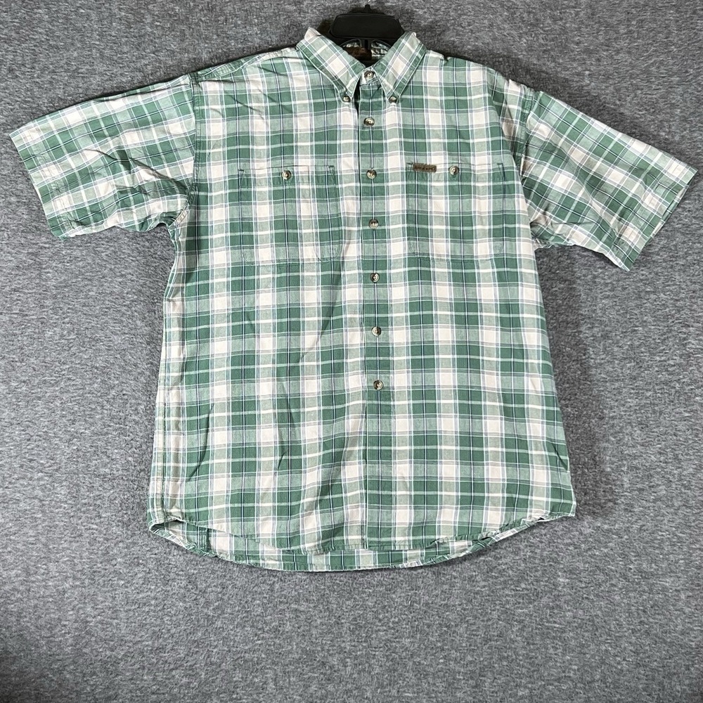 Browning Green Plaid‎ Button Down Short Sleeve 100% Cotton Super Naturals Mens L